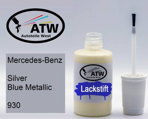 Mercedes-Benz, Silver Blue Metallic, 930: 20ml Lackstift, von ATW Autoteile West.